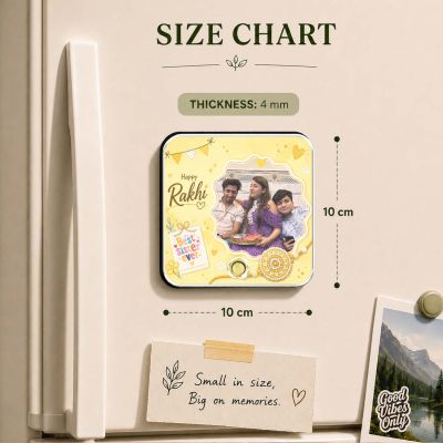 Personalized Rakhi Gift for Brother & Sister, Custom Musical Fridge Magnet with Photo & Song, Audio Message Gift Rechargeable Sound Magnet